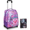 Seven Trolley Scuola, Trendy Heart Girl, Multicolore, Ragazza + Diario 12 Mesi