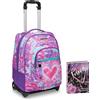 Seven Trolley Scuola, Trendy Heart Girl, Multicolore, Ragazza + Diario 12 Mesi