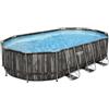BestWay Piscina Ovale 610x366x122 cm Effetto Legno con Pompa Filtro e Accessori