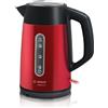 Bosch DesignLine Plus TWK4P434GB - Bollitore cordless in acciaio INOX, 1,7 litri, 3000 W, colore: Rosso