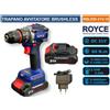 ROYCE TRAPANO AVVITATORE CON DOPPIA BATTERIA AL LITIO DA 21V-2AH MOTORE DIGITALE 60N.m