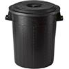 Stefanplast Bidone Immondizia Politene Nero Con Coperchio Litri 70 Stefanplast