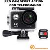 PRO CAM SPORTS ACTION CAMERA 4K WIFI ULTRA HD 16MP VIDEOCAMERA TELECOMANDO MOTO