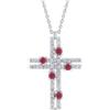 Bliss Collana Croce Bliss Via Lattea 20109711 Necklace Oro Bianco Diamanti Rubini