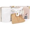 Doudou et Compagnie - Coperta in pile per neonati morbida con peluche coniglio - Collezione Happy Wild - Bianco - 100 x 70 cm - Confezione regalo per la nascita del bambino - HAPPY DOUDOU - DC3978