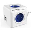 Allocacoc PowerCube Original DuoUSB, 4way Socket 250V, FR, bianco/blu