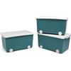 THERMOBABY - Contenitore portaoggetti PLAYBOX - MEDIUM 26 L - Set di 3 scatole di immagazzinaggio - Scatola portaoggetti in plastica con coperchio - Clip di chiusura - Maniglia - Impilabile - Verde