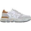 Premiata scarpe uomo sneaker camoscio tessuto MICK_7208 bianco-marrone