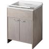 PIDEMA.IT Mobile lavatoio rovere vasca in resina con asse e kit di scarico 60x50x85H cm