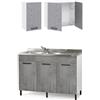 pidema.it Mobile cucina cemento con sottolavello scolapiatti lavello acciaio e miscelatore
