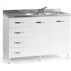pidema.it Sottolavello mobile cucina montato bianco 120 con cassetti lavello e miscelatore