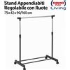 Stand Appendiabiti Regolabile con Ruote - 75x42x 90/160 cm - Domopak Living