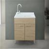 Inbagno Mobile lavatoio 60x50 cm rovere con vasca in resina e asse lavapanni