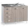 pidema.it Sottolavello mobile cucina montato olmo 120 con cassetti lavello e miscelatore