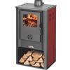 ATENE STUFA LEGNA ATENE IN ACCIAIO E GHISA COLORE ROSSO 7,2 KW