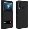 Avizar, Custodia Wiko View 3 Pro Sportellino 2x Finestre Cover Silicone, Nero