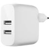 Belkin, Caricatore da Parete Doppio USB 24W Boost Charge Compatto, Bianco