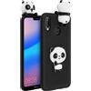 Avizar Cover Huawei P20 Lite Protezione Silicone Gel Resistente Panda in 3D - Nero