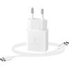 Samsung Caricatore Muro USB-C Power Delivery 15W e Cavo USB-C Originali Bianco