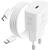 Samsung Spina da parete GaN USB-C 25W + cavo USB-C bianco, prodotto originale Samsung
