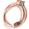 Cavo USB MicroUSB rosa 2 metri nuovo ricarica sincronizzazione dati smartphone
