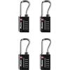 Master Lock- Lucchetto, propria combinazione da impostare, lucchetto bagagli accettato dalla TSA, 3,3 cm, largo, nero, confezione da 4, 4696EC4