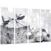 Cuadros Camara Quadro Su Legno, Natale, ornamenti di Natale d'argento, regali d'argento, 131 x 62cm, Stampa in qualita fotografica. Ref. 27092