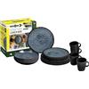 BRUNNER Set stoviglie da Campeggio (Set 16 Pezzi) per 4 Persone - Lunch Box Venetian - in melamina Stone Touch di Alta qualità, Antiscivolo e Resistente