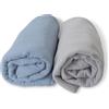 Babyline Lotto di 2 mussoline Baby 120 x 120 cm, coperta, busta, bambù cotone, neonato. Fibre naturali. Ipermorbido, ipoallergenico, 100% ecofriendly. (Pietra/Blu)