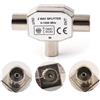 Sdoppiatore per antenna tv spinotto a t per collegare 2 tv 1 IN M 1 F 2