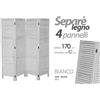 GC SEPARè PARAVENTO DIVISORIO BIANCO 4 PANNELLI LEGNO STILE PERSIANA 170*168cm