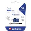 Verbatim Dual - Memoria USB 3.0 da 32 GB - USB-C / USB-A - Blu