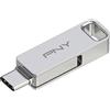 PNY, USB OTG 2 in 1 USB-A 3.2/USB-C Duo Link 256GB, Argento
