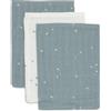 Jollein Set di 3 salviettine per neonati, Twinkling, verde mare, 15 x 20 cm, 100% cotone, con certificazione Oeko-Tex