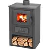 Koine Stufa a Legna in Acciaio Potenza 7 kW Volume 100 m3 Antracite DF035151 K-Line