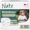 Naty BioEmbrace Pannolini, Taglia 5 (11-25kg), 132 pezzi | Ipoallergenico per Pelle Sensibile, Fino a 12 Ore di Protezione dalle Perdite, Assorbente, Morbidezza di origine vegetale
