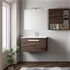 Euroceramica Mobile bagno sospeso 80 cm rovere scuro con cassetto specchio e lampada | aura