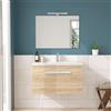Euroceramica Mobile bagno sospeso 80 cm rovere chiaro con cassetto specchio e lampada | aura