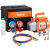 VEVOR Kit Pompa Vuoto a Palette Rotanti Monostadio 1,65 L/s Manometro Collettore