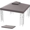 FANTASK Copertura di ricambio per gazebo, 3 x 3 m, con chiusure in velcro e doppio tetto, tetto di ricambio per gazebo da giardino, stabile e impermeabile (grigio)