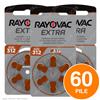 Rayovac 60 Batterie PILE RAYOVAC Extra 312 per Apparecchi Acustici PROTESI udito PR41