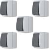 REV AquaForm - Set risparmio da 5 pulsanti, per ambienti umidi, IP44, a parete, colore: grigio
