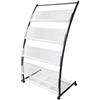 TUKA-i-AKUT Portariviste con 4 Ripiani + Ruote, Espositore da Pavimento per Pubblicazioni Brochure Riviste Giornali Letteratura Opuscoli, Porta Brochure in Acciaio Inossidabile, 60x40x113 CM TKD8692