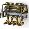 SPACECARE Organizer per utensili elettrici con ripiano per attrezzi resistente e supporto per trapano a 3 livelli, mensola per attrezzi galleggiante da parete, per garage, 4 supporti per trapano