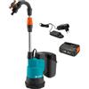 Gardena Pompa Per Cisterna A Batteria 2000/2 18V P4A Set Pronto All'Uso: Portata e pressione elevate, Potenza regolabile, Protezione dal funzionamento a secco, Telescopico, Senza fili (14602-20)
