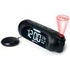 Geemarc WAKE 'N' SHAKE Spot - Sveglia a Proiezione con Squillo Potente da 95dB, Cuscino Vibrante e Funzione Snooze per chi ha il Sonno Pesante e le Persone Sorde - Porta di ricarica USB - Versione IT