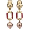 THUN - Orecchini chunky con coccinella e perla - metallo - Collezione Dedicato a Te - 2,8 cm
