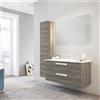 EUROCERAMICA Mobile bagno sospeso rovere scuro 80 cm doppio cassetto e specchio