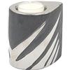Dekohelden24 Elegante portacandele decorativo moderno in ceramica, colore grigio argento, dimensioni (lunghezza x larghezza x altezza): circa 7 x 9 x 9 x 9 cm.