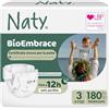 Naty BioEmbrace Pannolini, Taglia 3 (4-9kg), 180 pezzi | Ipoallergenico per Pelle Sensibile, Fino a 12 Ore di Protezione dalle Perdite, Assorbente, Morbidezza di origine vegetale